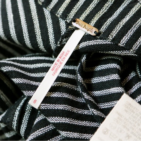 Free People The Liberty Jumpsuits Wide Leg Cotton Black White Striped 6 $128 - Picture 11 of 14